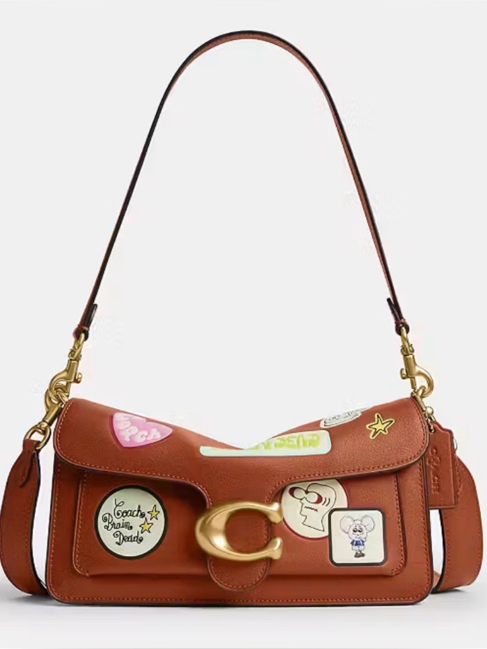COACH | Brain Dead Soft Tabby Shoulder Bag 26 With Patches, AMBER BROWN - Picture 12 of 12